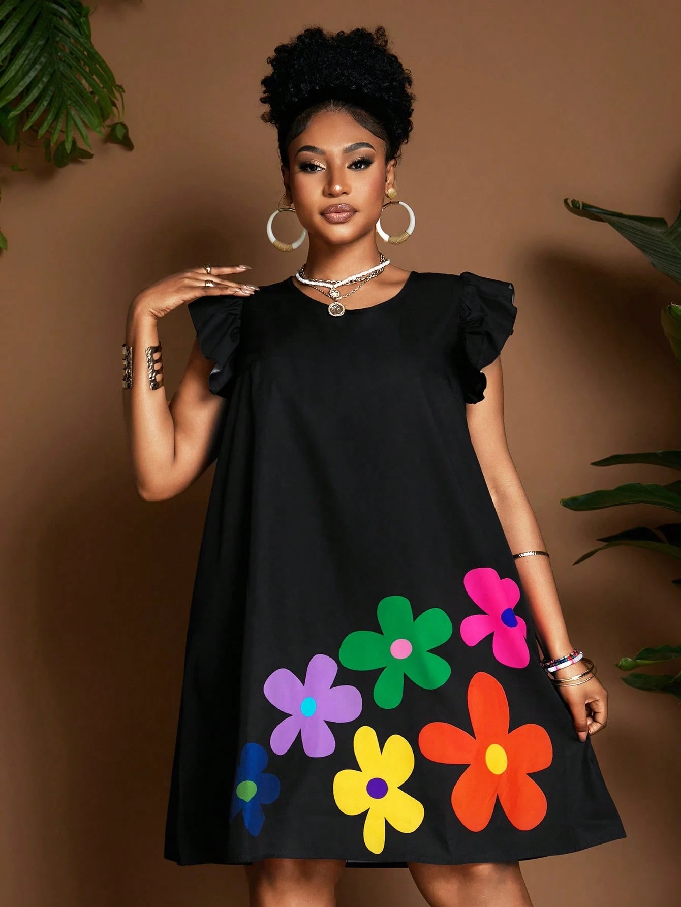 Maweii plus Size Women Summer round Neck Cap Sleeve Dress, Sun Dress