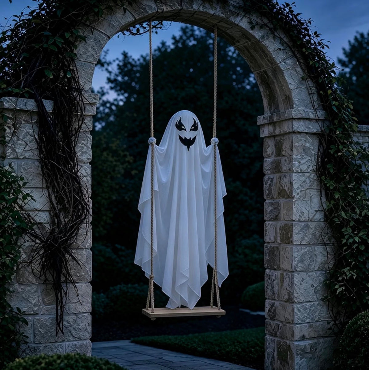 SNZ Halloween Ghost Swing Decorations – 2-Pack LED Ghosts with Timer | Minja Superstore