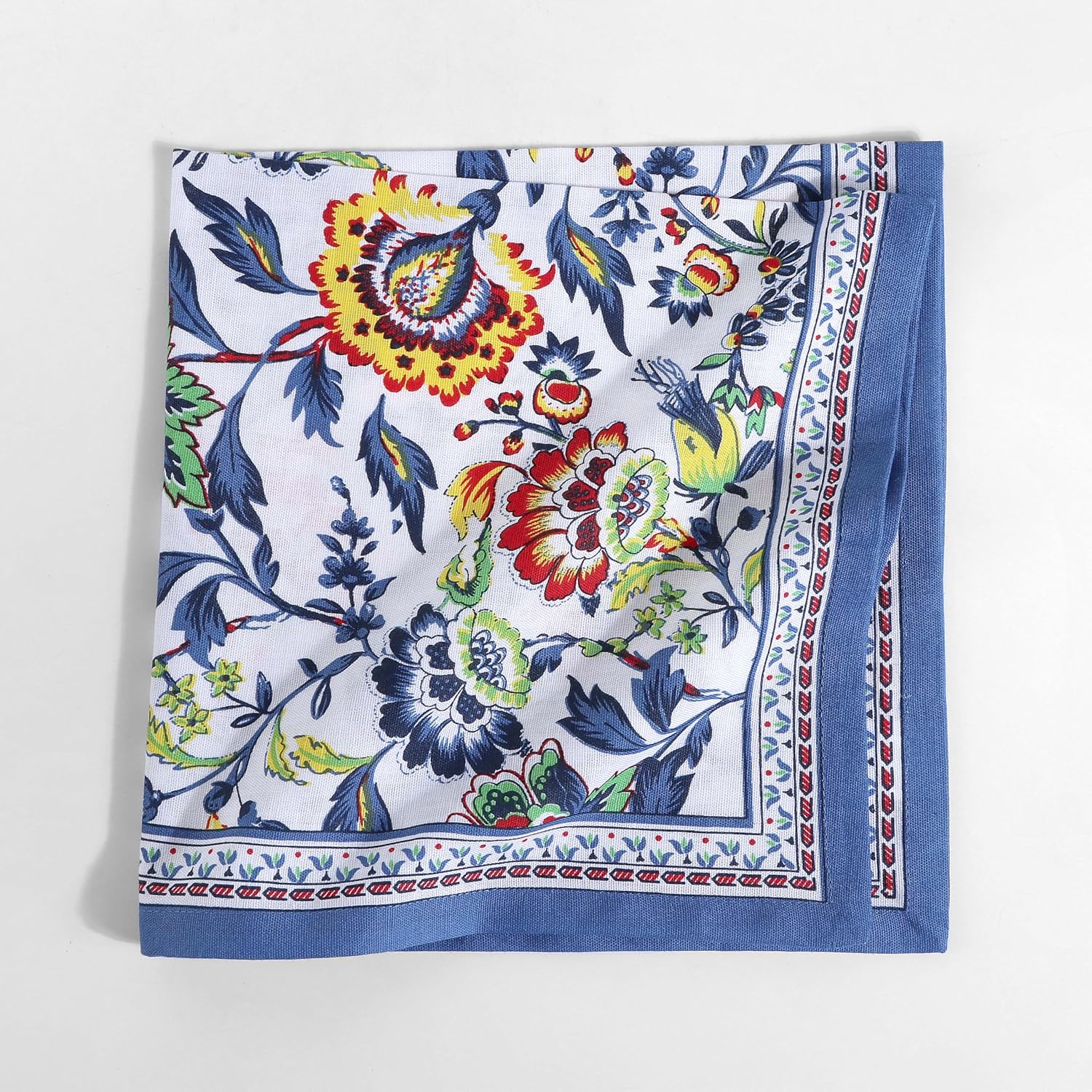 Cloth Napkins Set of 12 Cotton Linen Blend Printed Dinner Napkins Perfect for Parties Dinners Weddings Cocktail Christmas Napkins Cloth (Blue Floral)