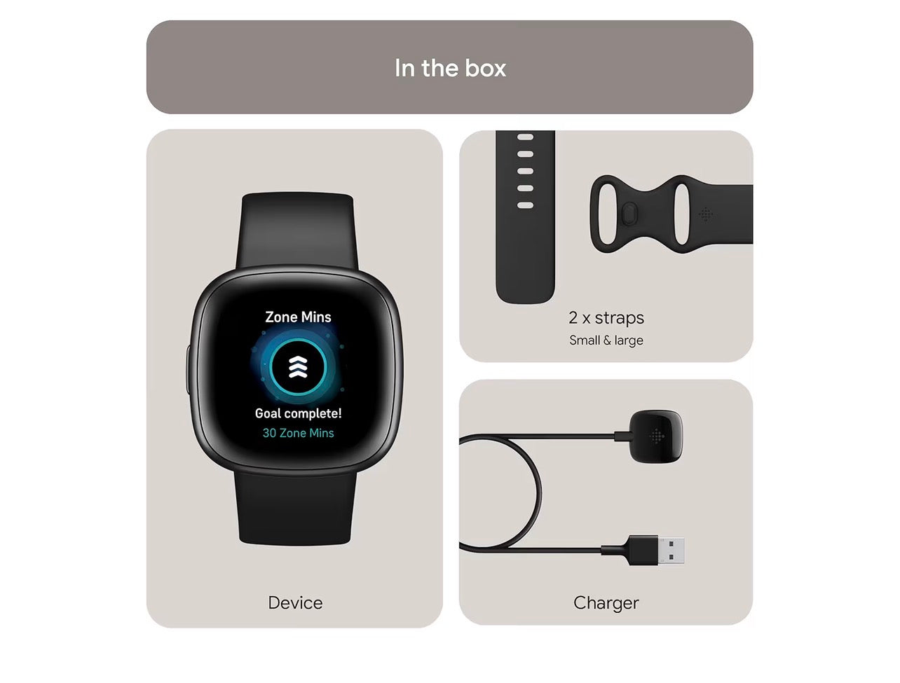 Fitbit Google Versa 4 Fitness Smartwatch Black Graphite 6 Day Battery