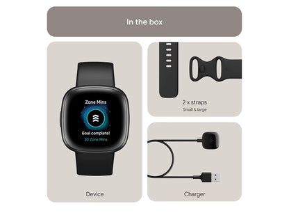 Fitbit Google Versa 4 Fitness Smartwatch Black Graphite 6 Day Battery