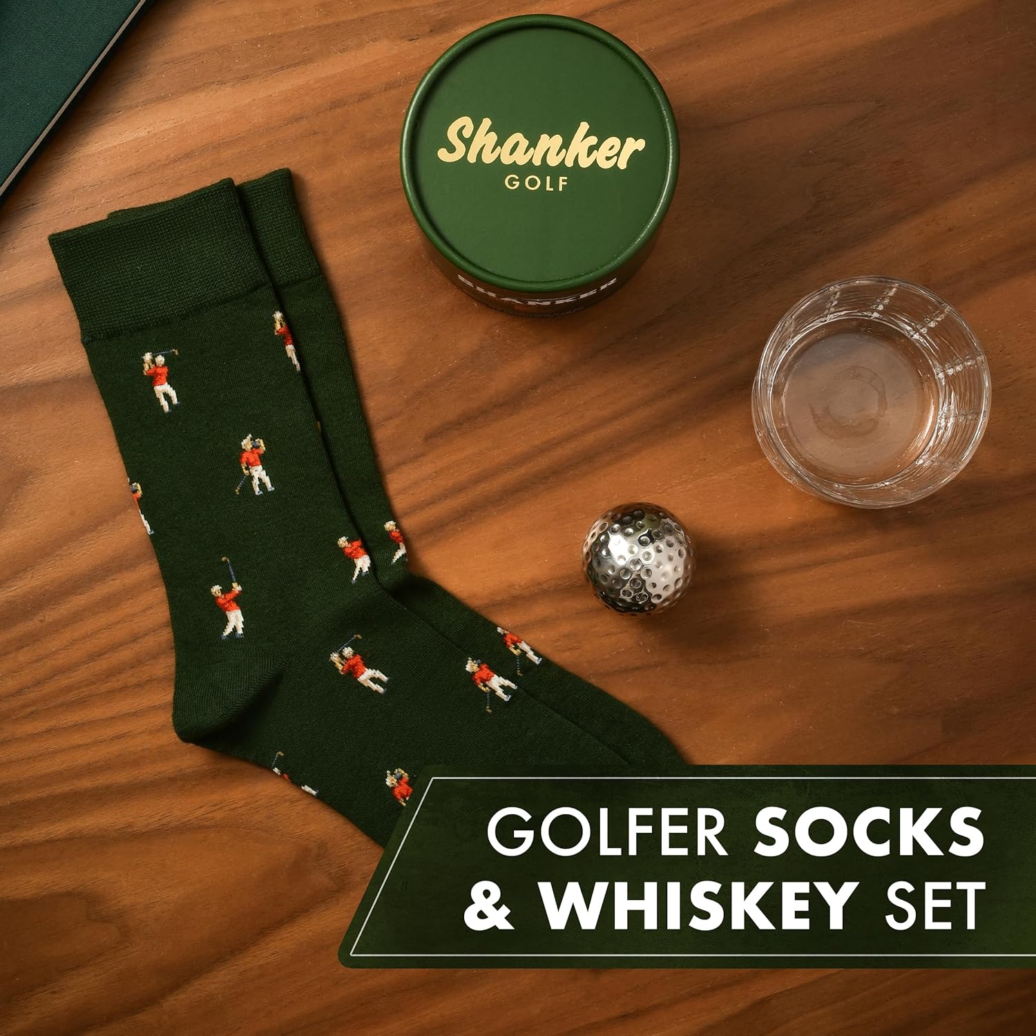 - Golf Socks on the Rocks - Socks, Whiskey Glass & Golf Ball Ice Stone Set - Golf Gift Set for Men - Size 8-13