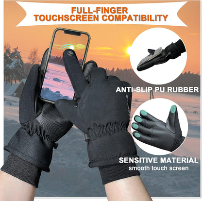 Waterproof Winter Gloves for Men Thermal Touchscreen Cold Weather Thinsulate Warm anti Slip Ski Gloves for Cycling Walking Hiking Outdoor Sports