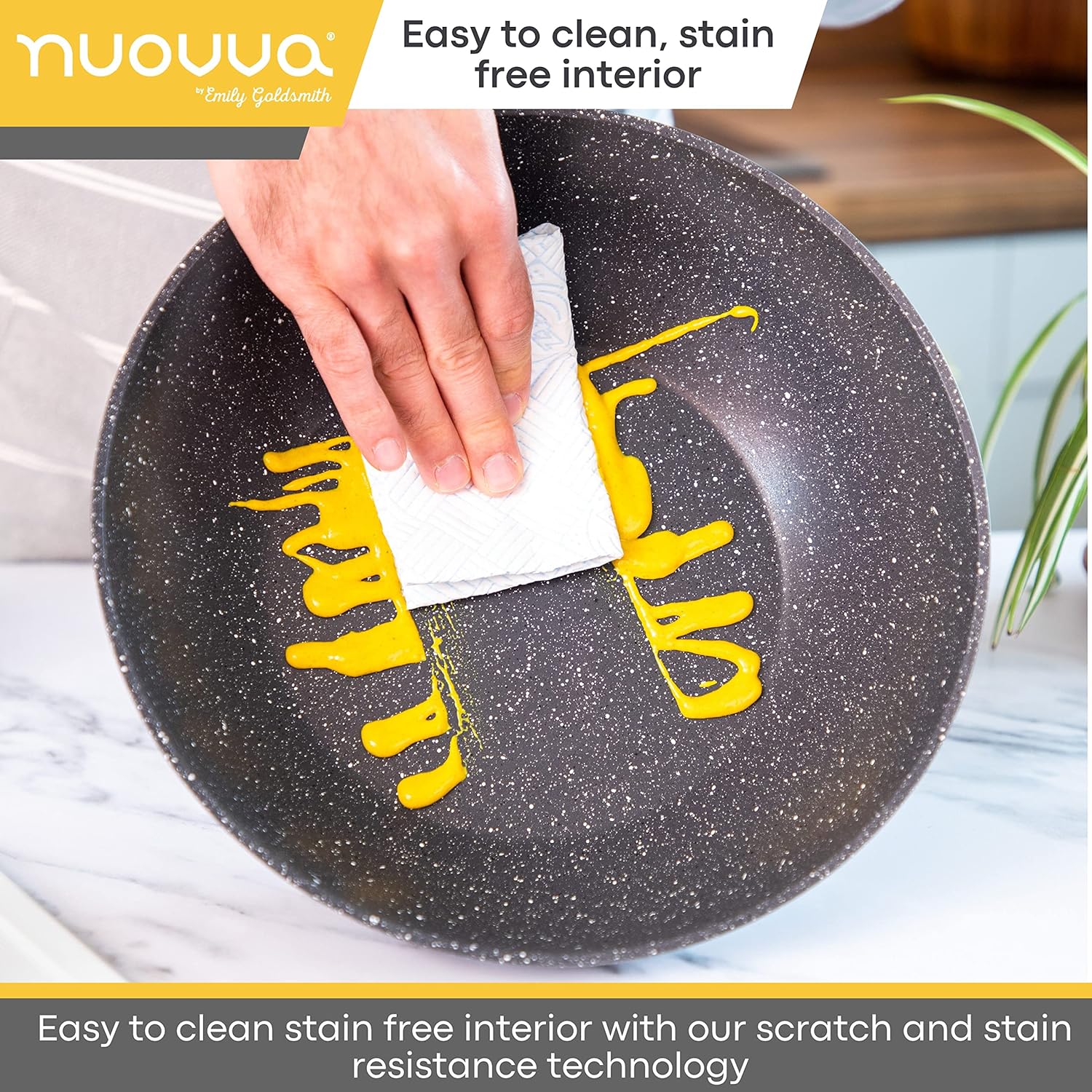nuovva  Non Stick Wok Pan – Deep Stir Fry Pan with Lid – 28Cm Frying Pan with Induction Base