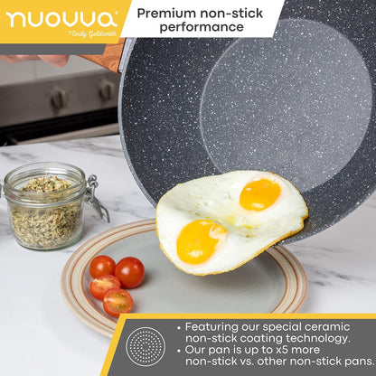 nuovva  Non Stick Wok Pan – Deep Stir Fry Pan with Lid – 28Cm Frying Pan with Induction Base