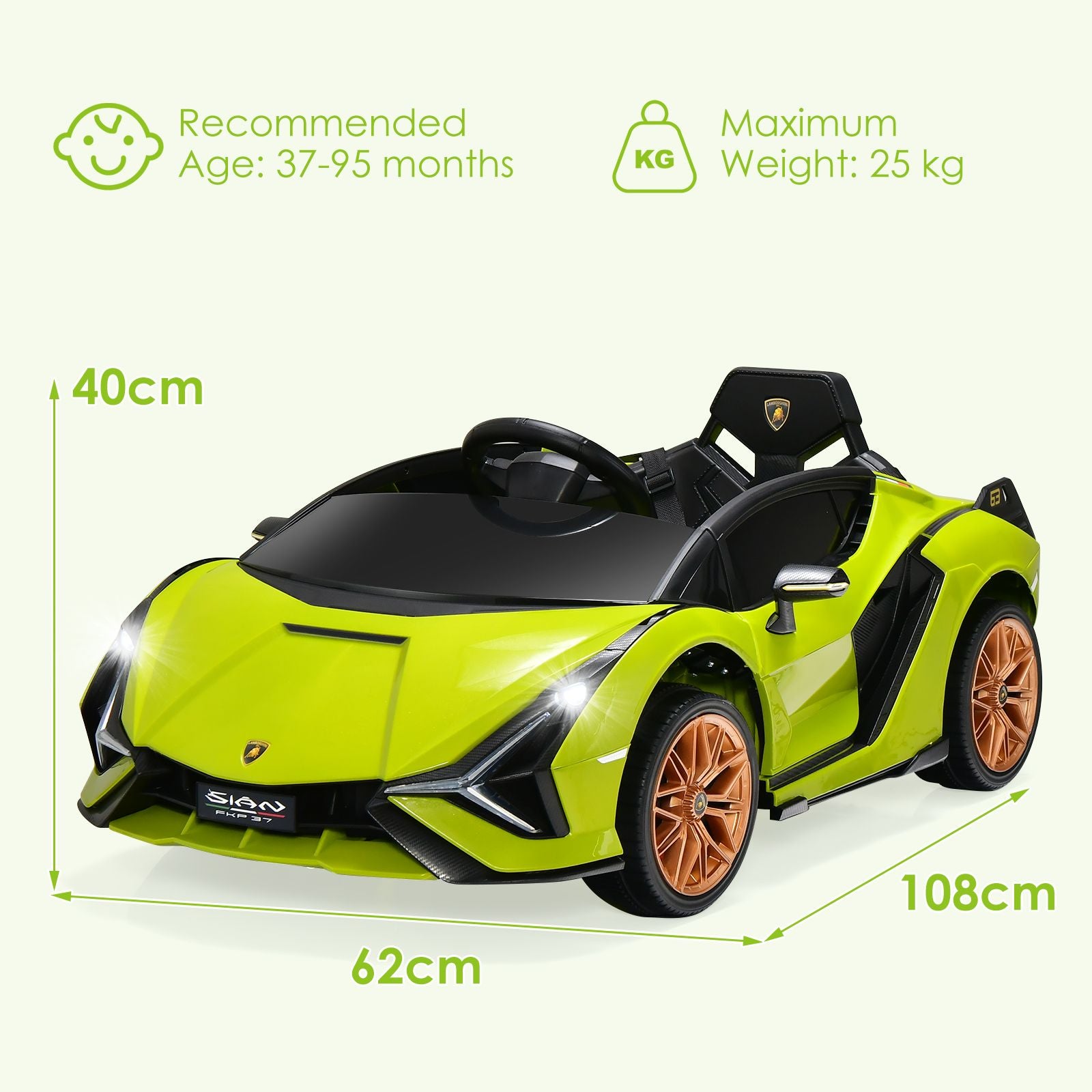 12V Electric Vehicle Featuring Remote Control and LED Lighting Functions