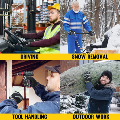 Thermal Winter Work Gloves, Padded Safety Working Gloves, Cold Weather Mechanic Freezer Warehouse Construction Gloves (Grey-Grip, M)