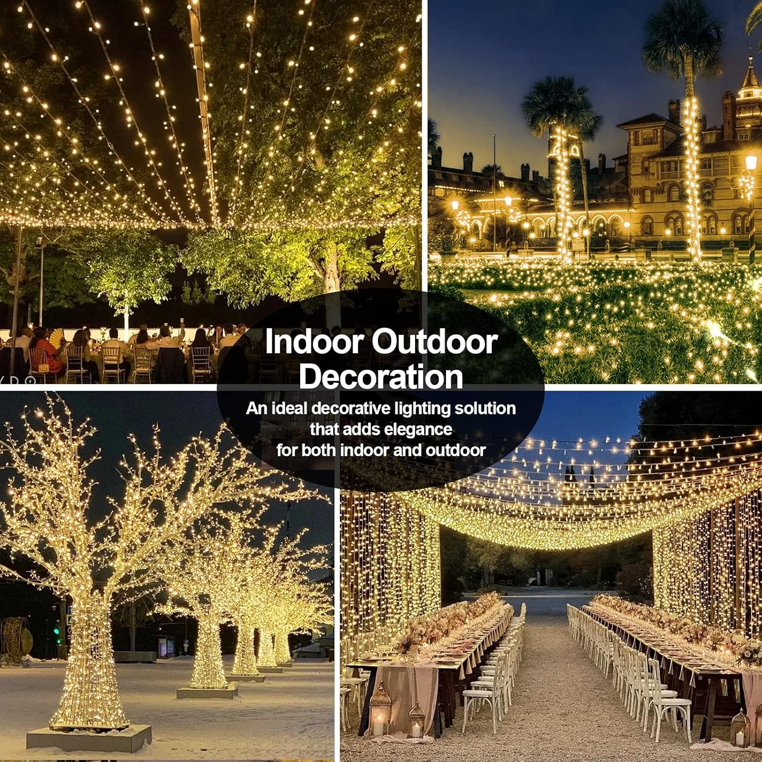 403 FT 1000 LED String Lights Outdoor Fairy Lights Plug in Super Long Christmas Lights with Remote Timer 8 Modes for Xmas Tree Yard outside Garden House Party Wedding Decoration-Warm White
