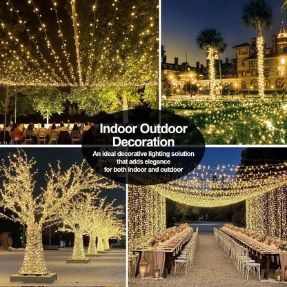 403 FT 1000 LED String Lights Outdoor Fairy Lights Plug in Super Long Christmas Lights with Remote Timer 8 Modes for Xmas Tree Yard outside Garden House Party Wedding Decoration-Warm White