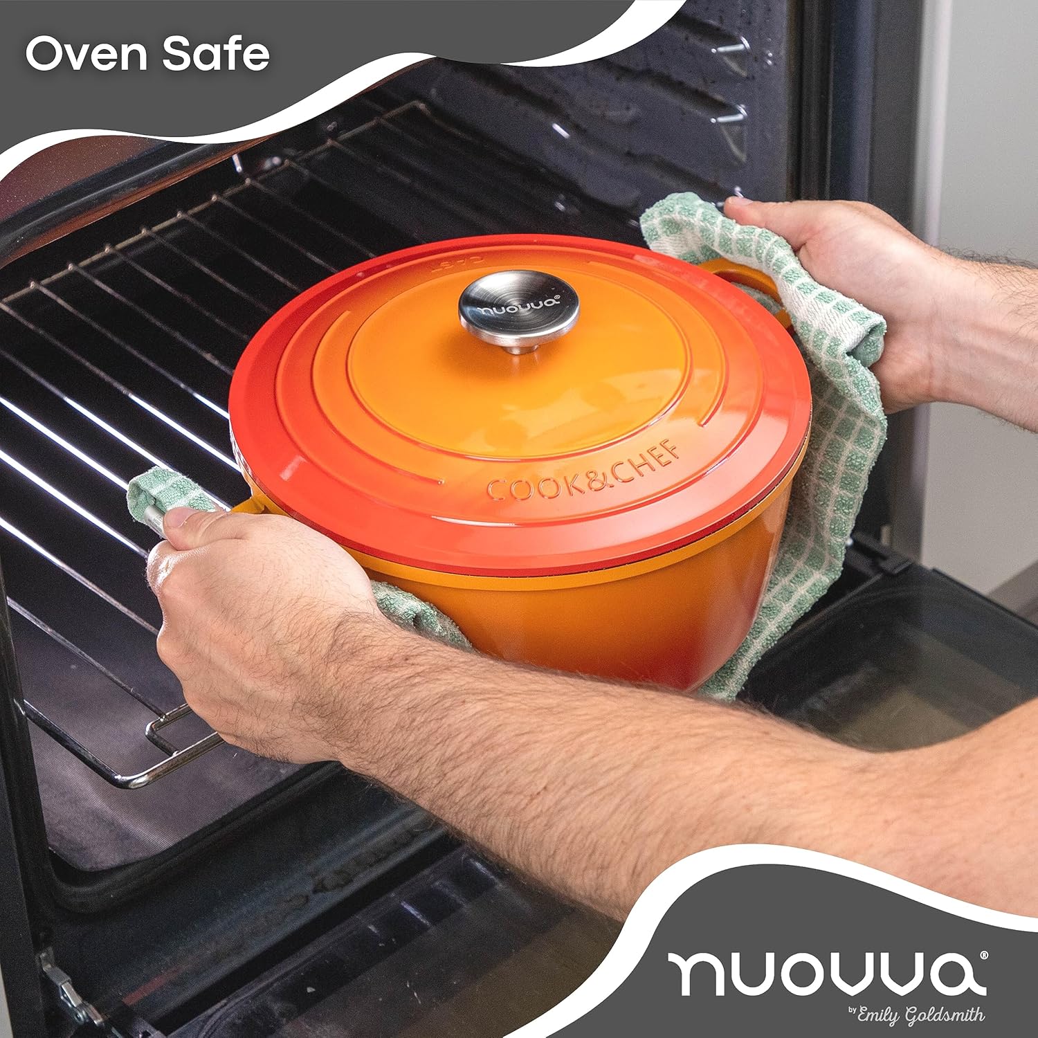 Casserole Dishes with Lid Oven Proof – Non Stick Deep Dutch Oven – Induction Cooking Pot – Oven Safe Aluminium Stockpot – 4L, 24Cm, Orange – by