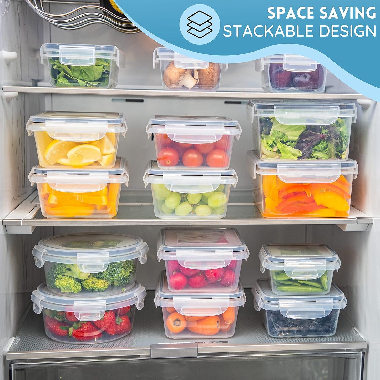 Nuovva Airtight Food Storage Containers Set - 60Pcs Plastic Containers with Lids for Pantry & Kitchen - Leak Proof Meal Prep Sets (30 Containers + 30 Lids)