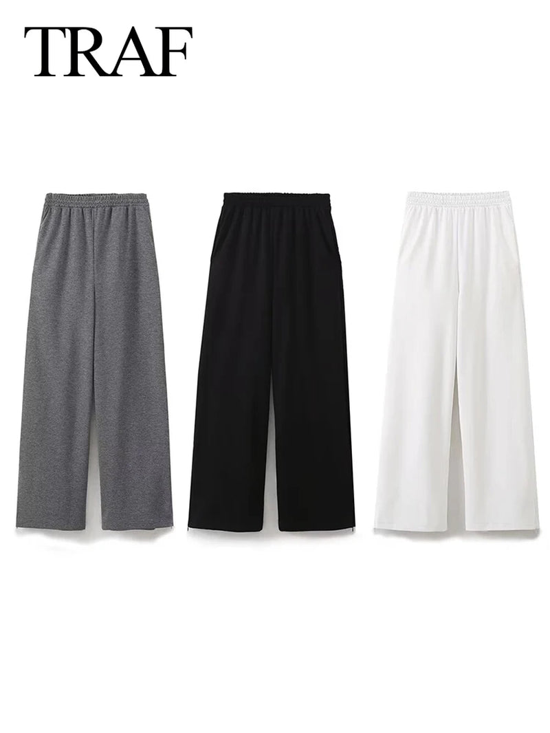 2024 Women'S Solid Casual T Shirts Pant Set Short Sleeves O-Neck T-Shirt Top+Lace-Up Loose Side Pockets Straight Pant
