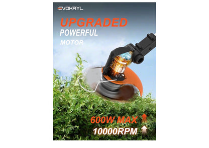 21V Cordless Grass Strimmer 750W Garden Trimmer with 2 × 4.0Ah Batteries