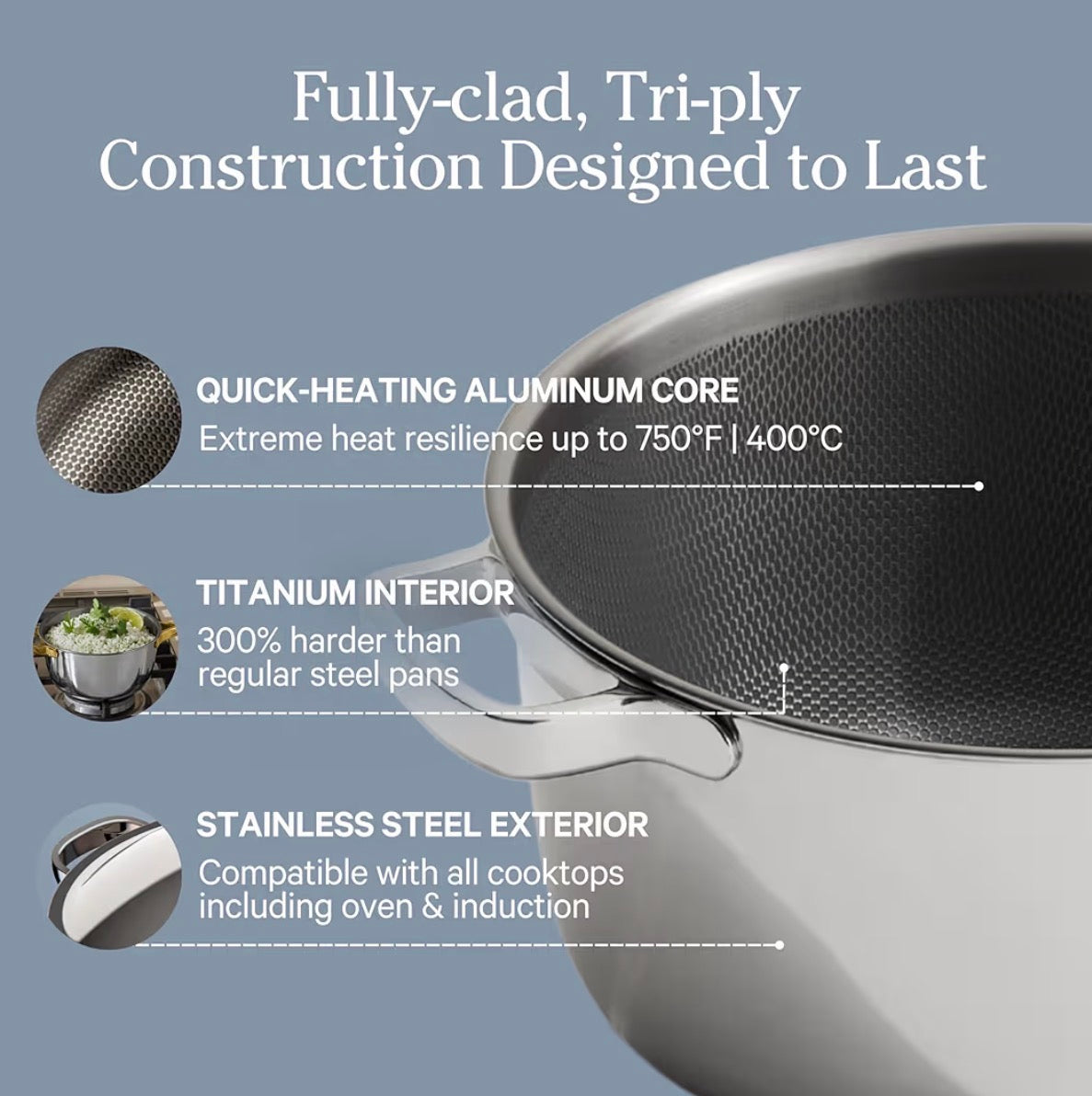 Our Place Titanium Pro Cookware Duo – Always Pan & Perfect Pot with Nonstick No-Coating Technology | Tri-Ply Titanium & Stainless Steel | Safe for Oven, Induction & All Cooktops up to 535°C