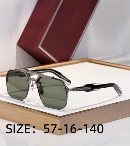 Square Sunglasses Double Titanium Frame Refined Business Style High Quality UV400 Unisex Gift