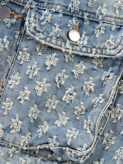 Men'S Retro Streetwear Fashion American Style Floral Print Denim Jacket, & Niche