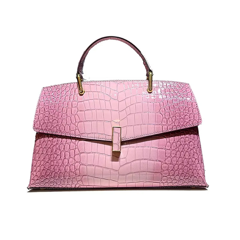 Pink Crocodile Pattern Leather Women'S Handbags Luxury Fashion Lady Shell Shoulder Crossbody Bag Top Handle Messenger Bags