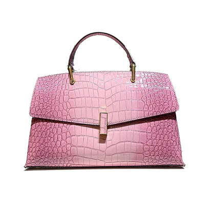 Pink Crocodile Pattern Leather Women'S Handbags Luxury Fashion Lady Shell Shoulder Crossbody Bag Top Handle Messenger Bags