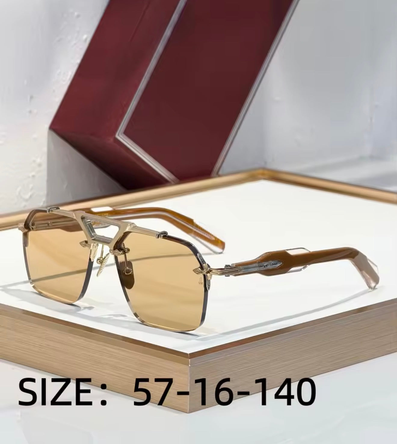 Square Sunglasses Double Titanium Frame Refined Business Style High Quality UV400 Unisex Gift