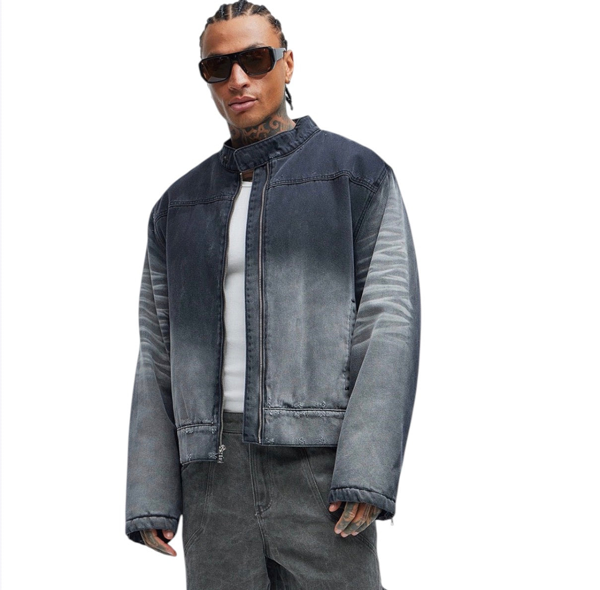 Overdyed Utility Baggy Cargo Pants Grey