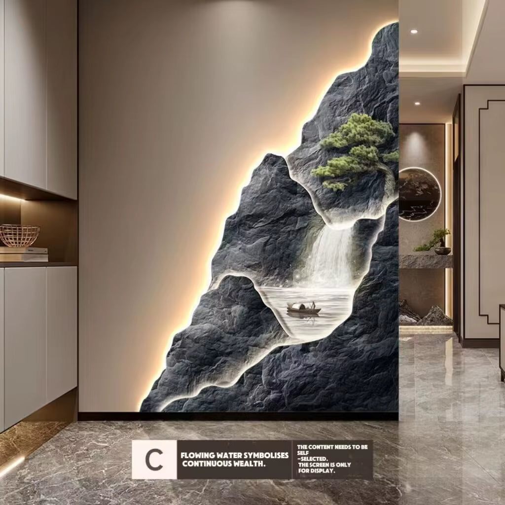 2024 New Flow Generating Wealth, Entrance Decoration Painting, High End Corridor Mural, Landscape Hanging Painting