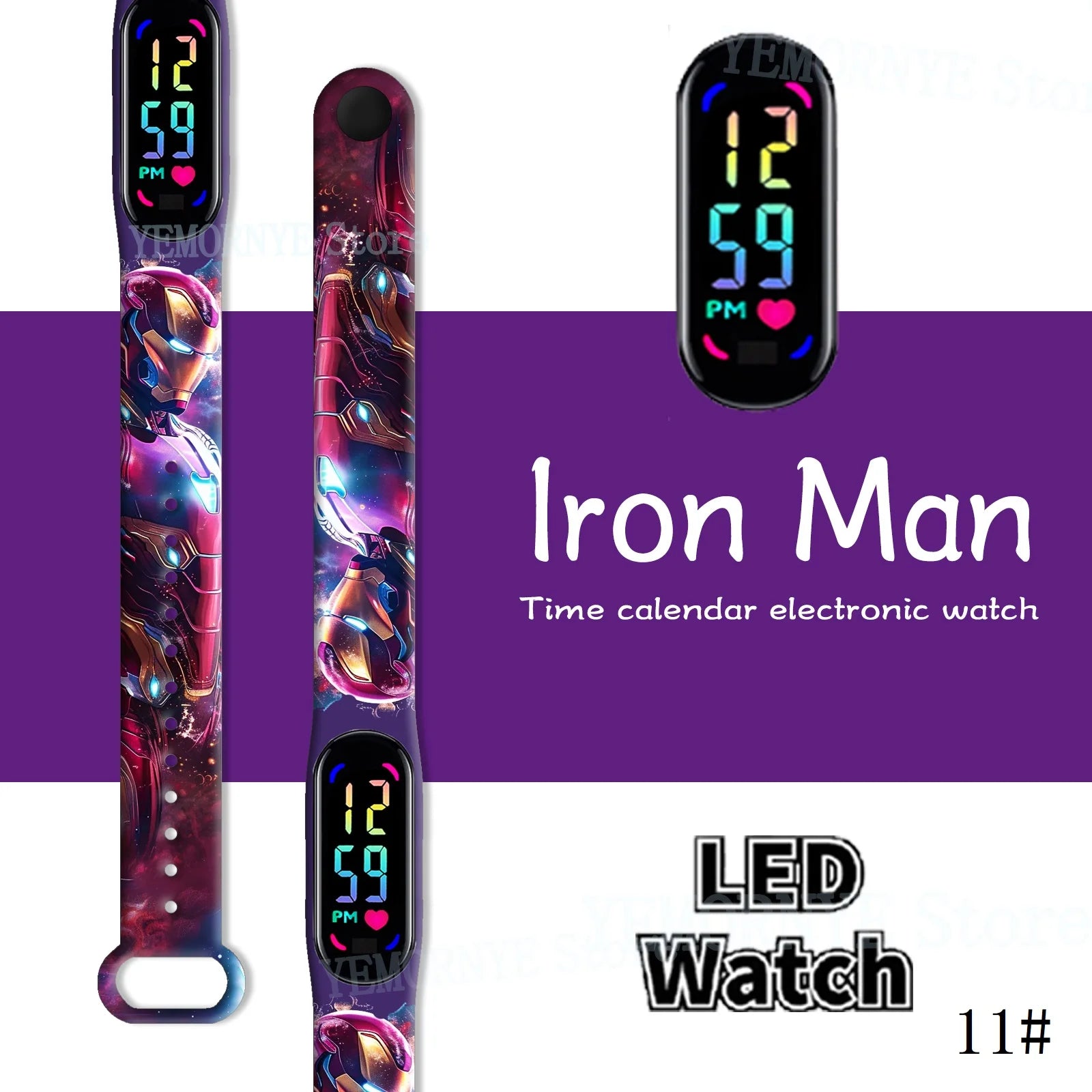 Disney Spider Man Children'S Cartoon Anime Character Luminous Bracelet Watch LED Touch Waterproof Clock Sports Gifts Christmas H