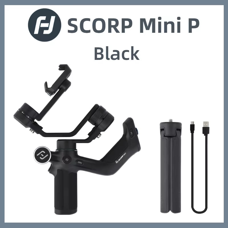 Scorp Mini-P Kit 3 Axis Smartphone Gimbal, AI Tracker, Fill Light, for Iphone 16 Pro Max and Android Stabilizer