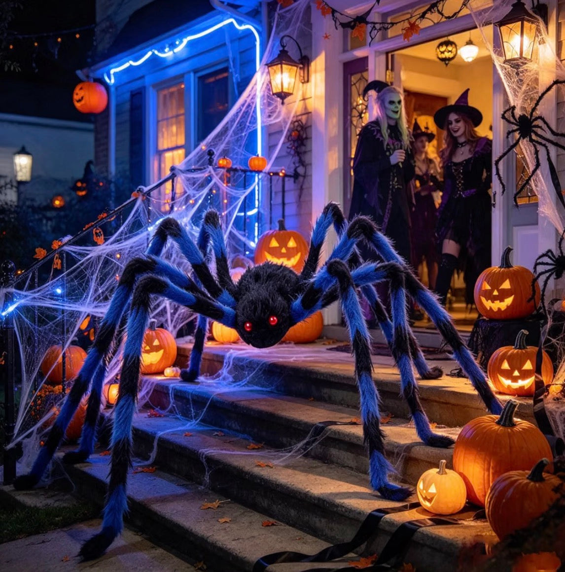 GAOHUI 60-Inch Giant Halloween Spider – Blue & Black, 150cm