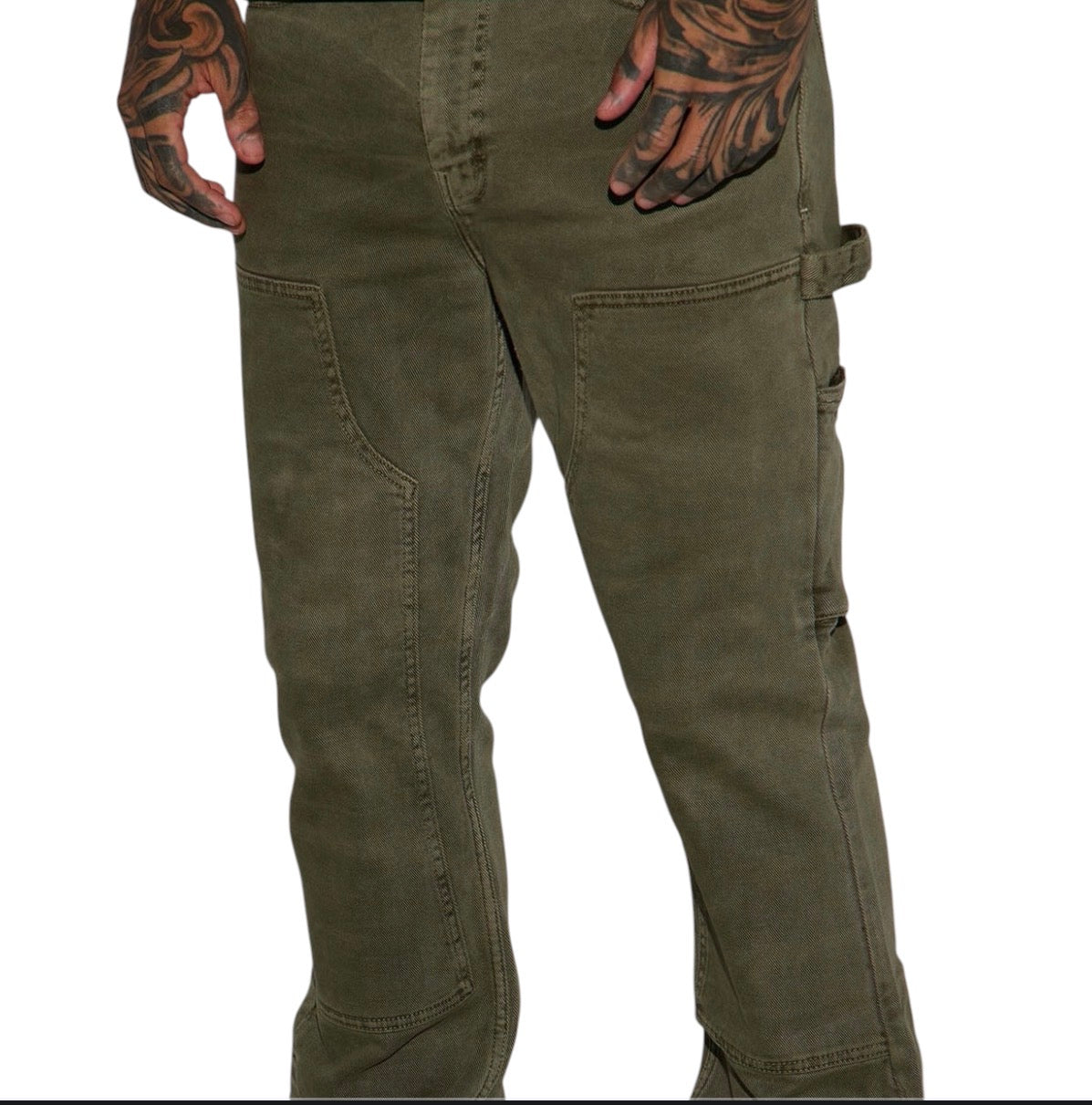 Indestructible Slim Flare Carpenter Pants Olive