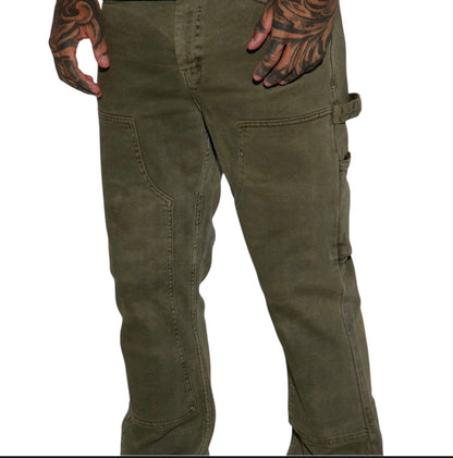 Indestructible Slim Flare Carpenter Pants Olive