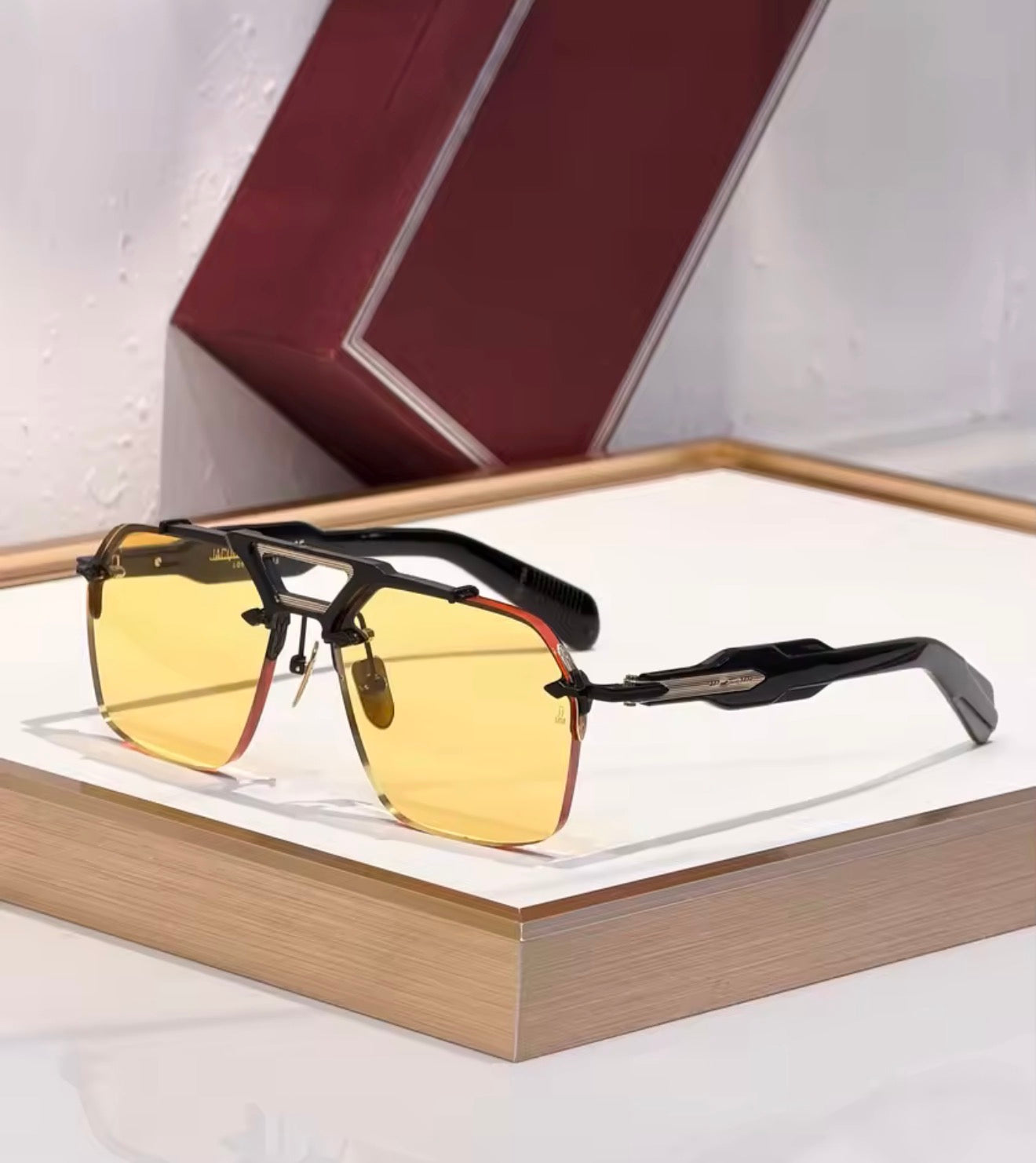 Square Sunglasses Double Titanium Frame Refined Business Style High Quality UV400 Unisex Gift