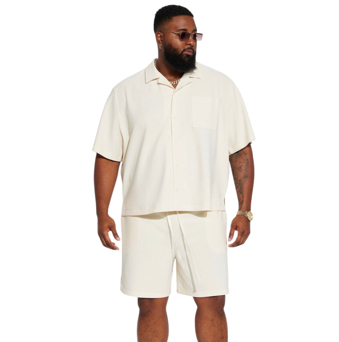 Show Up Short Sleeve Cuban Shirt Off White