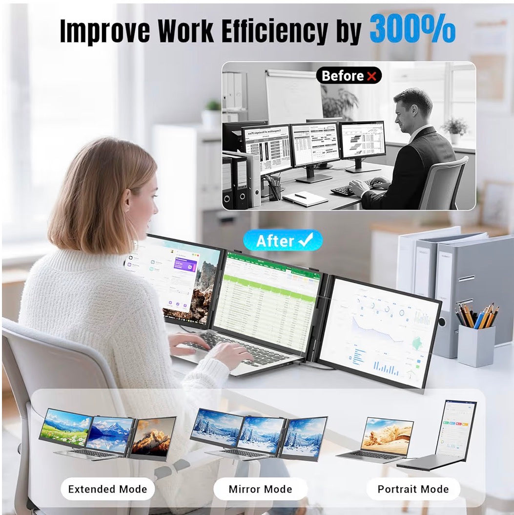 14-inch 1080P Laptop Screen Extender Ultra-Thin IPS Triple Monitor