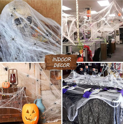 Halloween Spider Web Decorations 200g with 40 Plastic Spiders | Minja Superstore