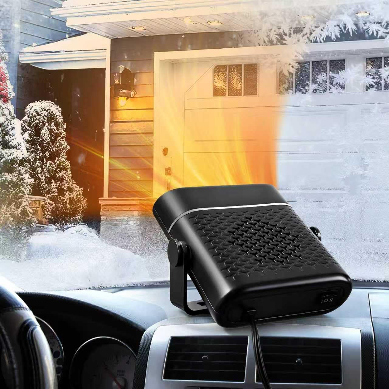 Car Heater 12V, 𝟏𝟓𝟎𝐖 Portable Car Heater, Plug into Cigarette Lighter, 2 Mode Heating Fan, Quick Defroster Demister Defogger for Winter Windshield, Cars, Suvs & Old Vehicles (Black)