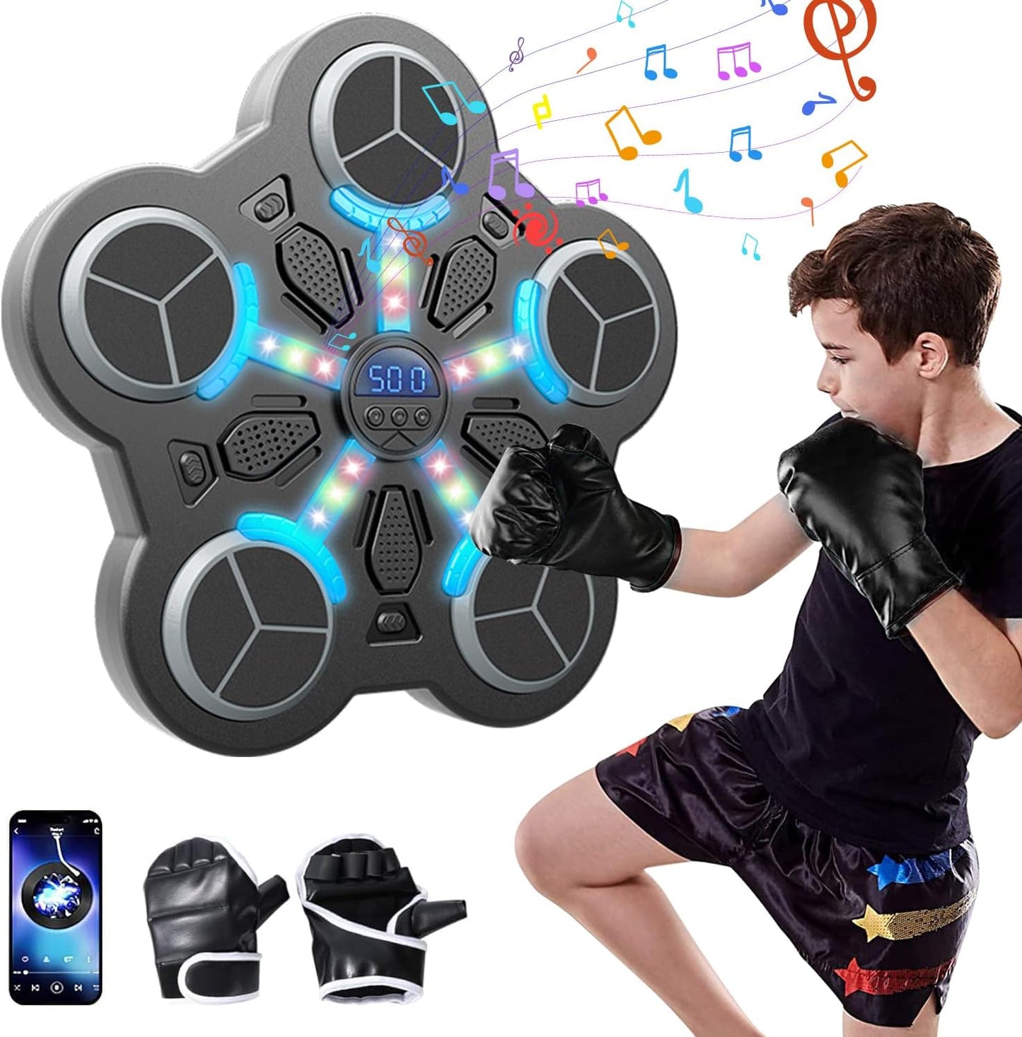 Music Boxing Machine,Boxing Machine Wall Mounted,Smart Music Boxing Machine with Boxings Gloves,Musical Boxings Equipment Punching Machines,Wall Target Training for Adult Kid Home Exercises