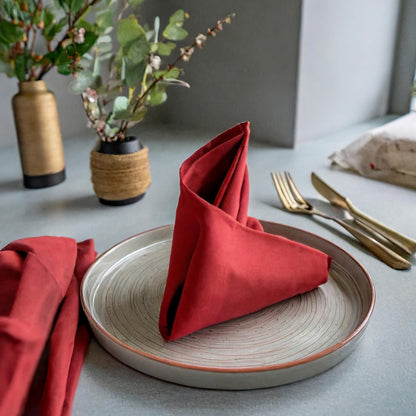 Cotton Cloth Napkins Set of 12-100% Cotton 46 X 46 Cm Reusable Christmas Red Dinner Napkins - Heavy Weight Hotel Quality Pure Cotton Fabric - Ideal for Xmas Dinner & Events (Red, Cotton)