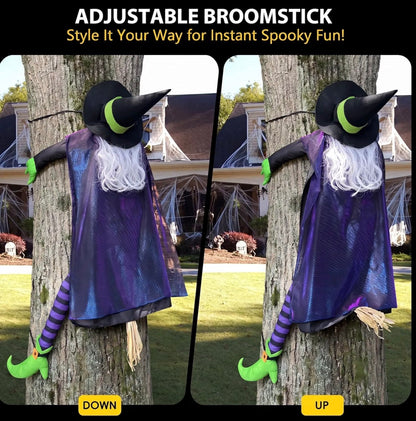 64-Inch Purple Crashing Witch Halloween Decoration | Minja Superstore