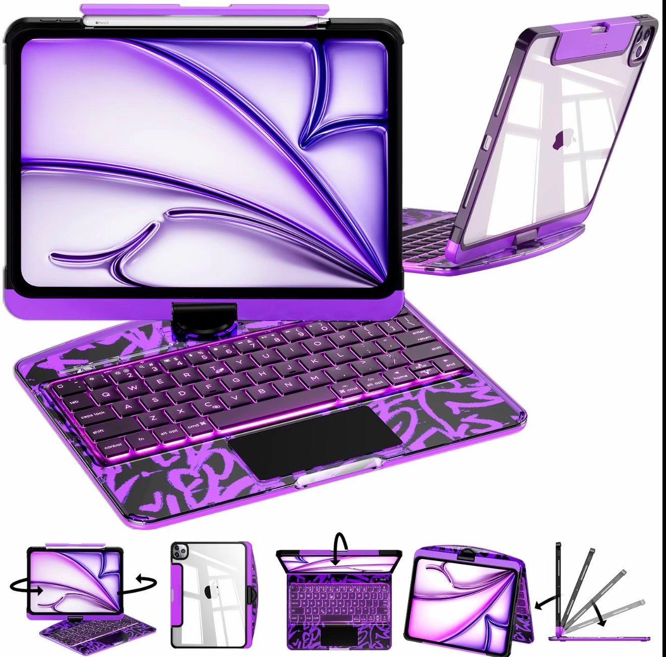 All-in-One Clear Keyboard Case for iPad Pro and iPad Air