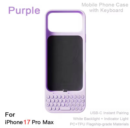 MetaKey Mobile Phone Case With Keyboard PU TPU with Magnetic Support 37 Keys Mini Phone Keyboard For iPhone 16Pro Max 17 Pro Max