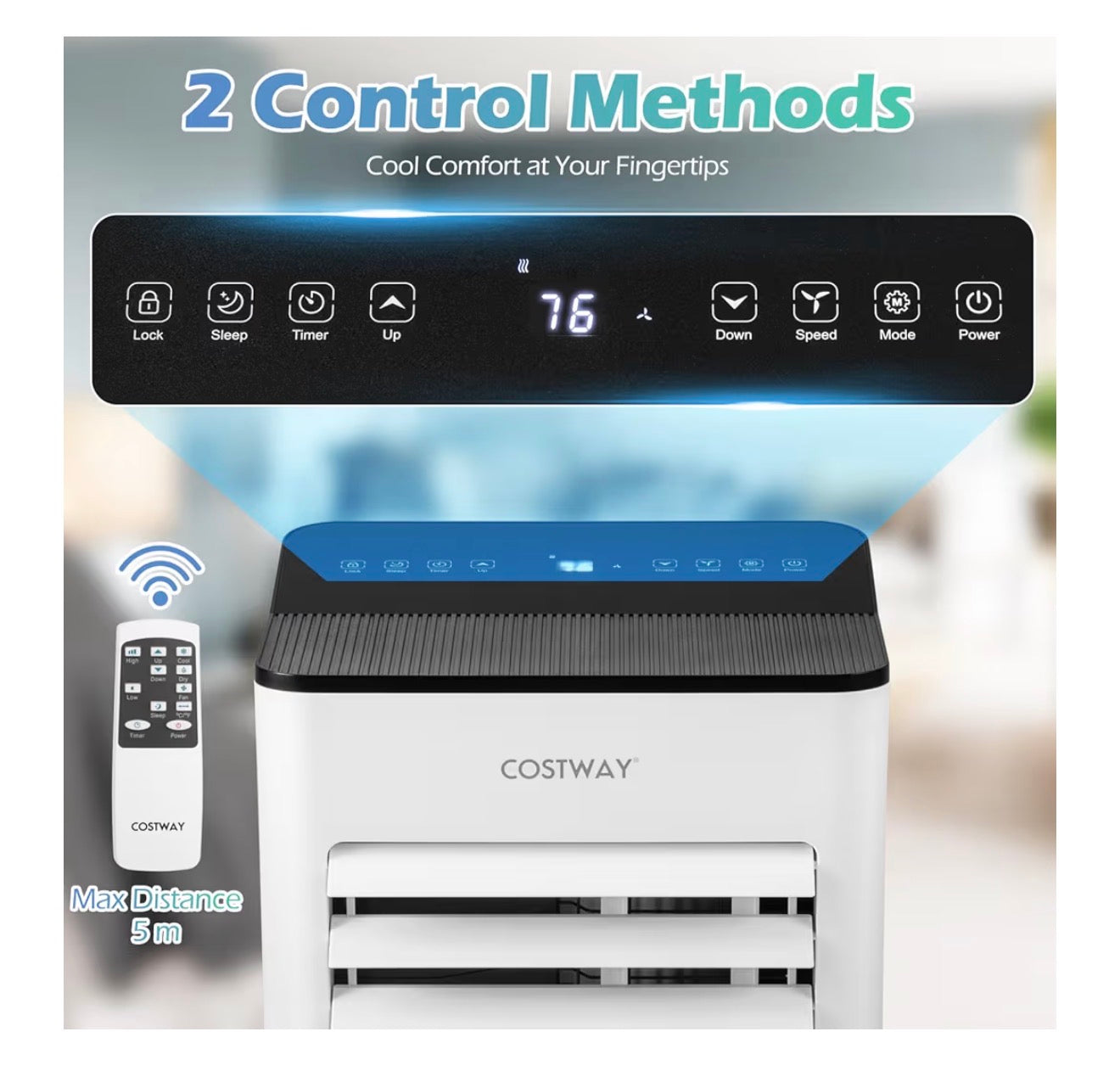 4-in-1 Portable Air Conditioner 9000 BTU, Air Conditioning Unit with 2 Speeds Fan, Dehumidifier & Sleep Mode, AC Unit with LED Display, Remote Control, 24H Timer, Child Lock & Window Kits