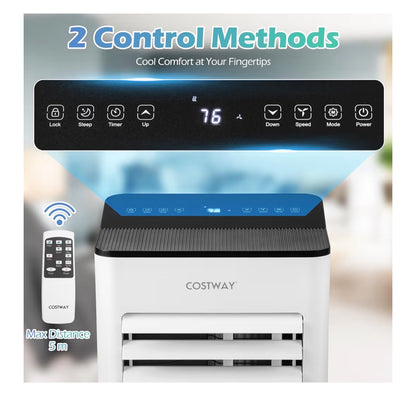 4-in-1 Portable Air Conditioner 9000 BTU, Air Conditioning Unit with 2 Speeds Fan, Dehumidifier & Sleep Mode, AC Unit with LED Display, Remote Control, 24H Timer, Child Lock & Window Kits