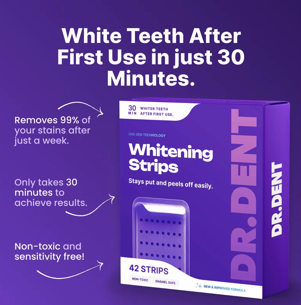 DRDENT Purple Teeth Whitening Strips Peroxide-Free