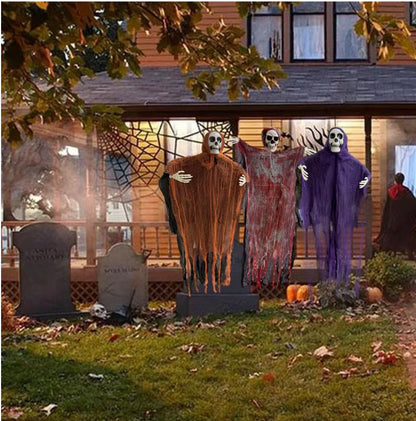 3-Pack Hanging Halloween Ghost Decorations | Bloody Gauze Skeleton Props