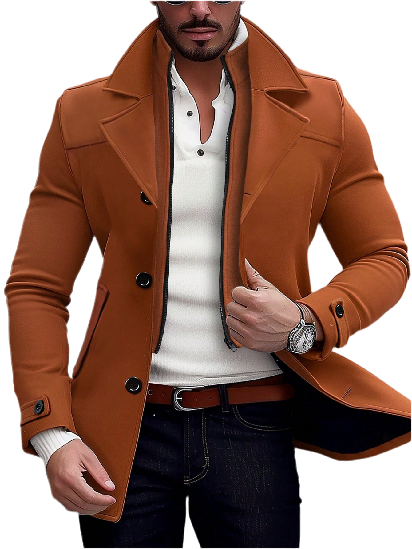 Manfinity Homme Men’s Zip Collar Knitted Overcoat – Formal Business & Casual Wear