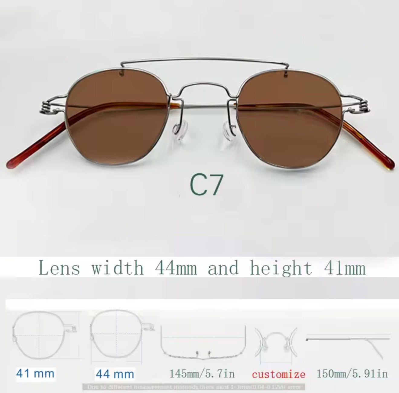 Retro style handmade screw free UV400 polygonal sunglasses ultra light vintage fashion double nose bridge sunnies