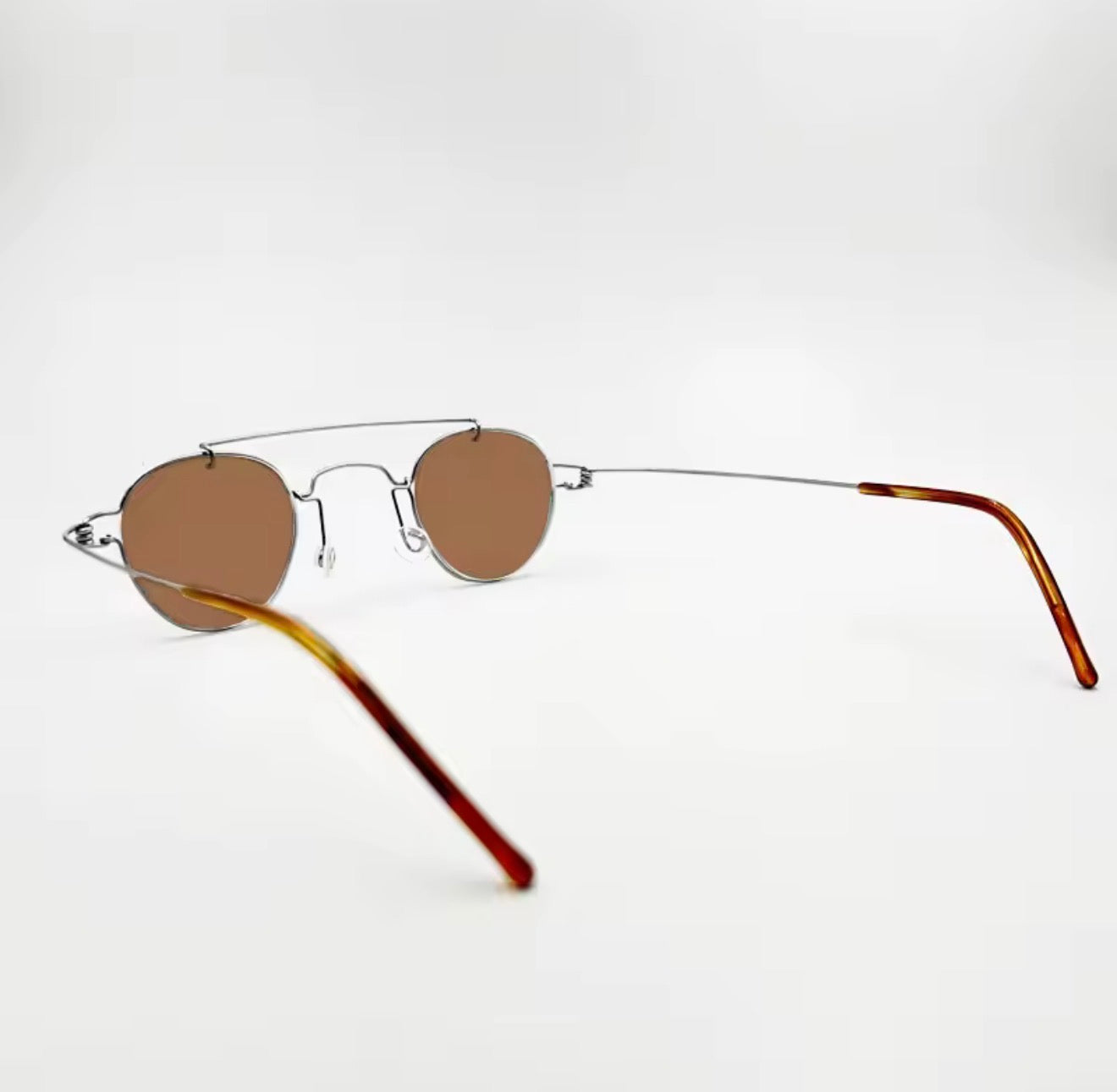 Retro style handmade screw free UV400 polygonal sunglasses ultra light vintage fashion double nose bridge sunnies