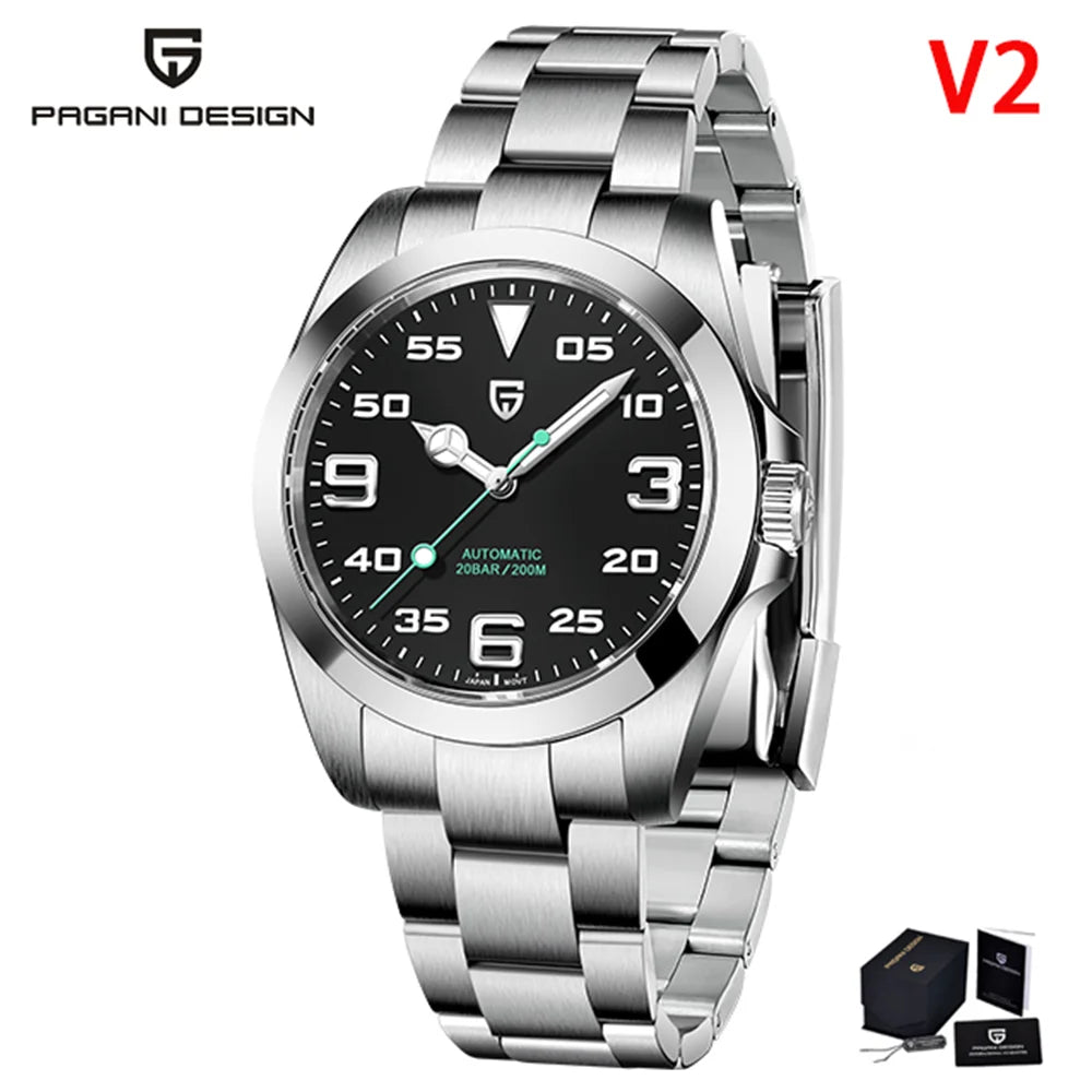 PD-1692V2 Men'S Automatic Watch 40MM Stainless Steel Mechanical Watch Sapphire AR Coating 200M Waterproof Watch