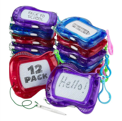 12 Pack Mini Magnetic Drawing Boards for Kids with Keychain Clips