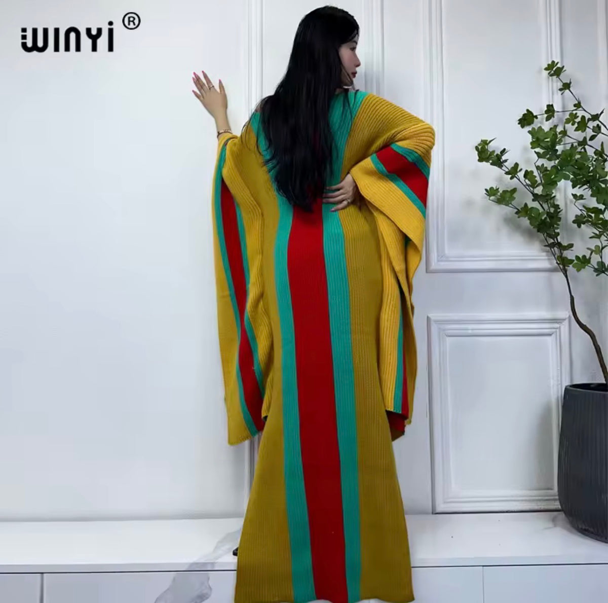 WINYI Women’s Winter Knitted Elastic Maxi Long Dress Caftan